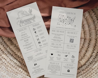 Wedding Infographic Program, Modern Western Wedding Schedule, Wedding Icons, Order of Events, Wild West Ceremony Program Itinerary, SN020W_P