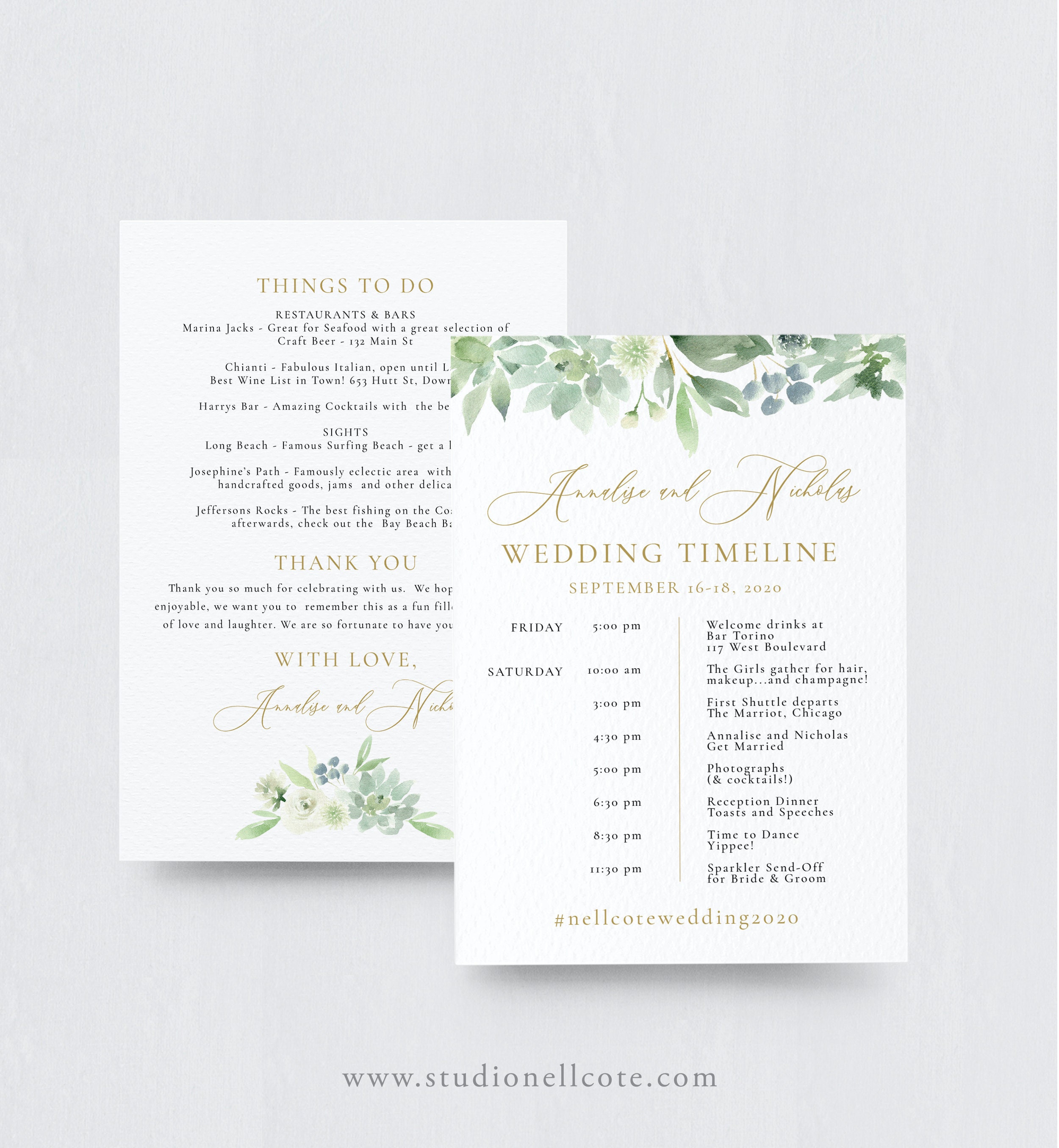 Succulent Wedding Itinerary Template- Timeline-Itinerary For Guests-Welcome  Bag-Wedding Itinerary Template-Wedding Agenda-SN20S_IT With Wedding Agenda Template