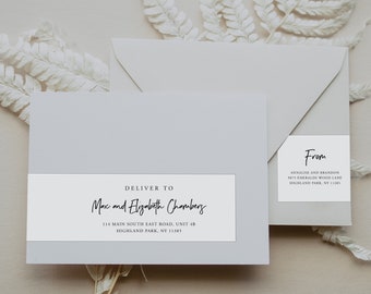 Modern Script Wedding Wraparound Envelope Label Template, Wrap around, Handwritten Editable Address Labels, Printable Address, SN033_WL
