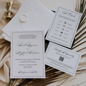 Manhatten QR Code Wedding Invitation Suite, Digital Rsvp, Timeless Elegant Invitation Templates, Online RSVP Invite with Icons, SN1050_WQ