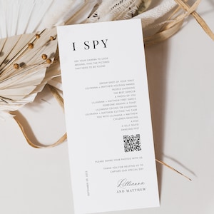 I Spy with QR Code, Guest Photo Sharing, Wedding Game Card, Wedding Photo Share QR, Bold and Beautiful I spy Photo Share, SN088_PSQ