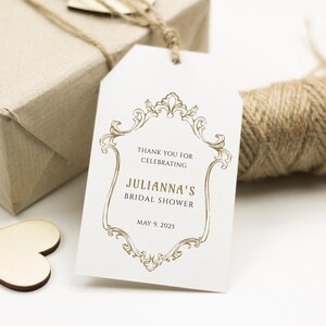 Étiquettes pour cadeaux de douche nuptiale vintage, Merci de votre célébration, étiquettes volantes pour cadre orné, Bachelorette Art déco baroque, SN1100_BGT
