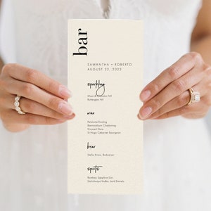 Modern Bold Bar Menu Template, Minimalist Script Drinks List, Serif Menu, Reception Wine List, Printable DIY Templett Drinks Menu, SN095B_BM