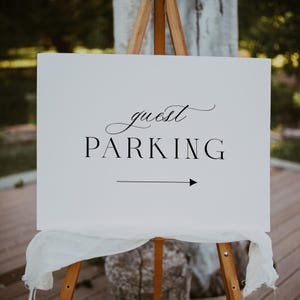 Wedding Guest Parking This Way Sign, Romantic Minimalist Directional Sign, Reception Sign, Park Directional sign, Parking Arrow-SN999_WPS
