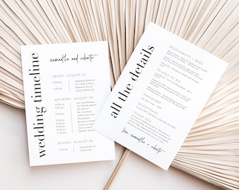 Modern Bold Wedding Itinerary For Guests, Where to Go, What to do, Welcome Bag Card, Wedding Agenda Template, Studio Nellcote DIY, SN095B_IT