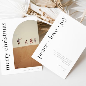 Modern Bold Christmas Arch Photo Card, Arched Peace Love Joy Card, Xmas Photo Template, Merry Christmas Card, Arch Holiday Card,  SN095B_PC
