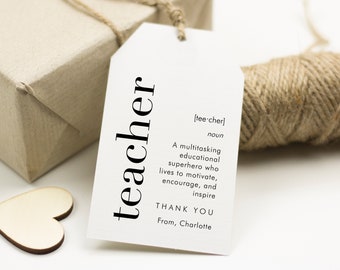 Teachers Appreciation Definition Favor Tag, Modern Bold Definition Tag,  Teacher Gift Tag, Teacher Appreciation Day Tags, SN095B_TA