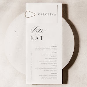 Bold Modern Menu with Name Card, Place Tag Menu, Let&#39;s Eat Menu and Place Card in One, Calligraphy Menu and Name Card Template - SN088_MPC