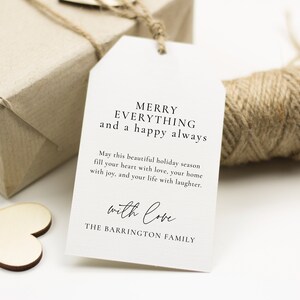 Christmas Gift Tag, Merry Everything and a Happy Always, Simple Holiday Tag, Editable Modern Xmas Tag, Happy New Year, SN090T_C