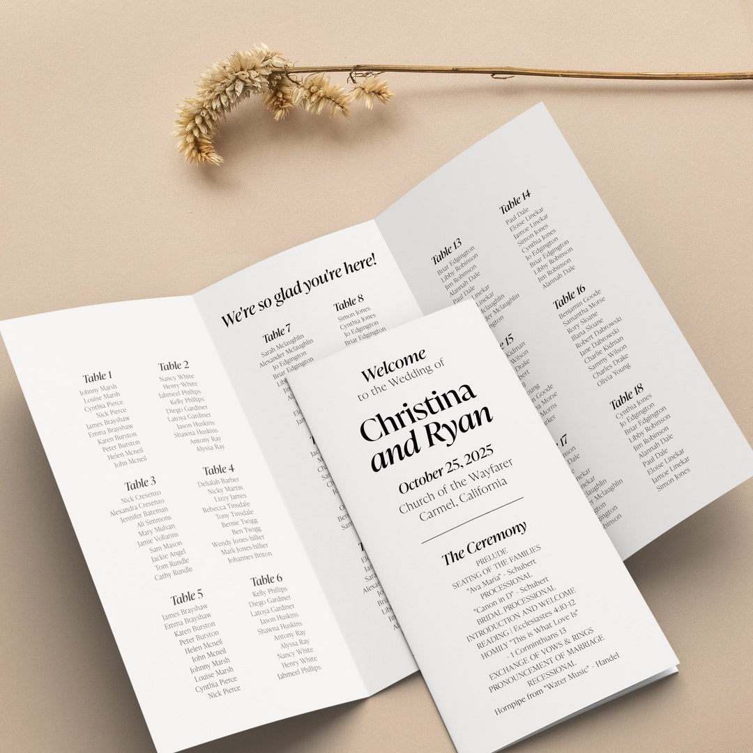 Seating Chart Program Template, Trifold Ultra Minimalist Infographic ...