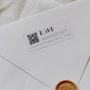 Art Deco QR Code Return Label RSVP Template, Gatsby Qr Wedding Envelopes, Link to RSVP Return Sticker, Response Envelope Label, SN200_LQR