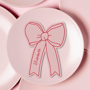 Bow Shaped Place Card, Pink Red Bow Ribbon Shape Seating Name Cards, Whimsical Coquette Bow Table Decor, Wedding Guest Name Cards, SN800_PC