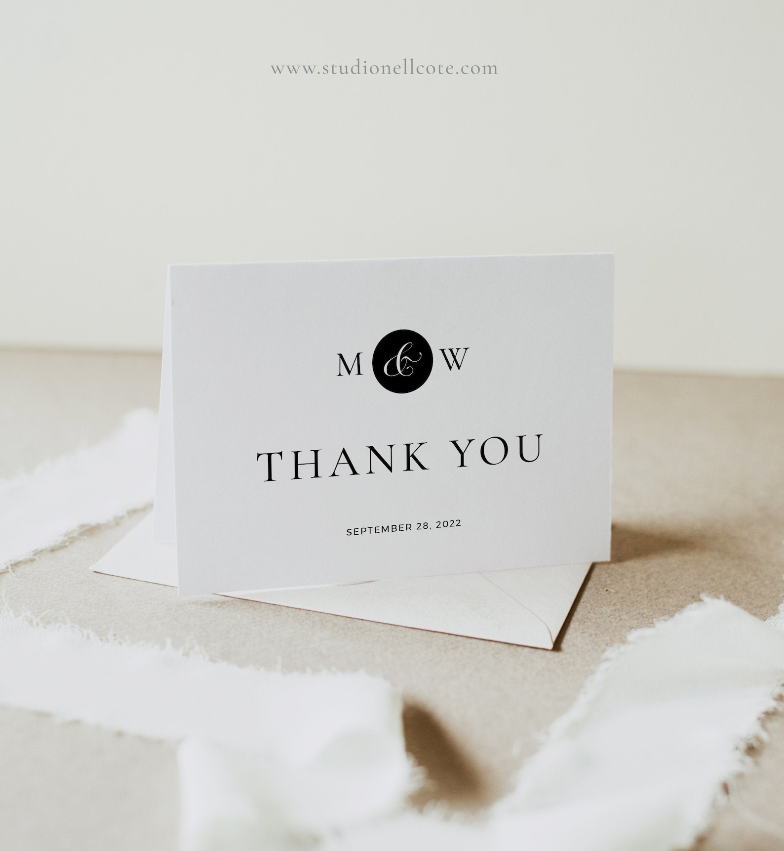 Wedding Monogram Thank You Card Wedding Thank You Note Etsy