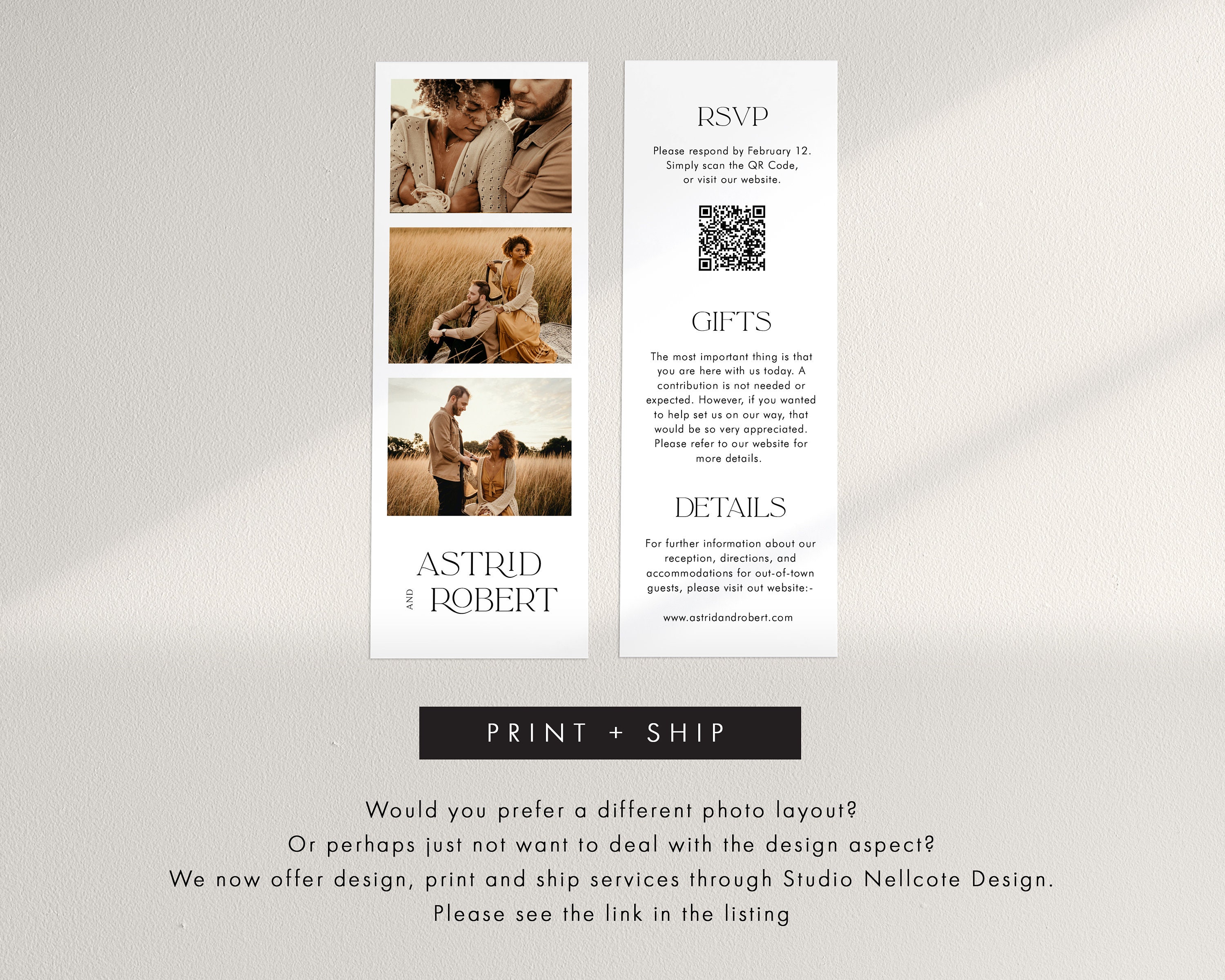 Digital Insert Card Photo Booth Style Insert Card QR Code, Modern Script 2 X 6 and 2.5 X 7 ...