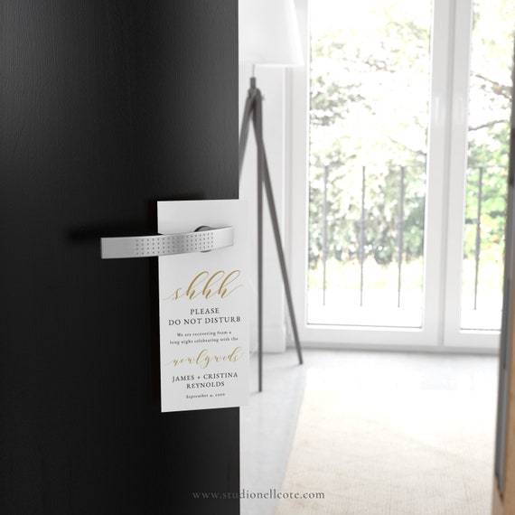 Gold Do Not Disturb Door Hanger Printable Wedding Door Etsy