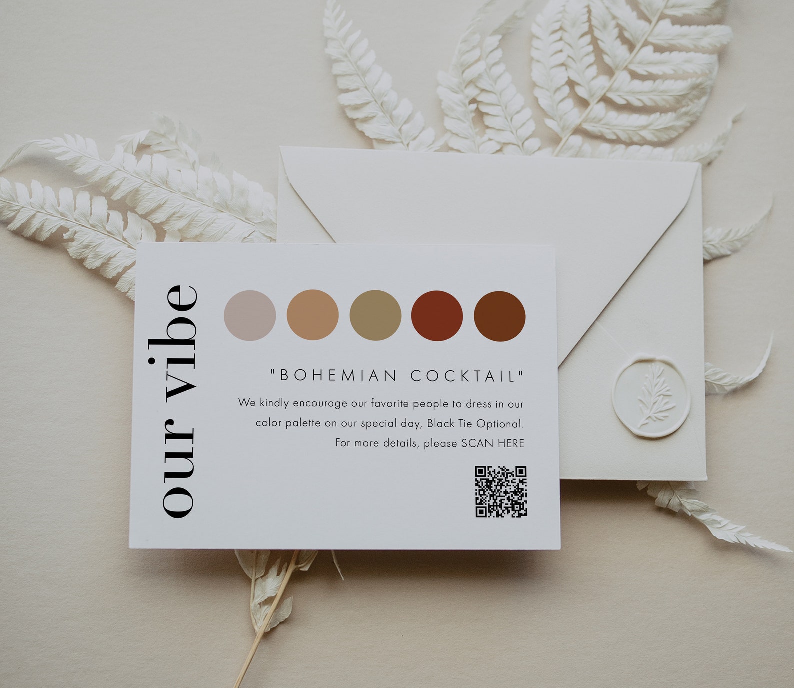 Modern Bold Attire Insert, Our Vibe Insert, QR Code Color Palette Card ...