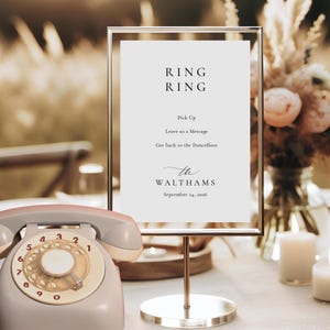 Ring Ring Audio Guestbook Wedding Sign, Classic Minimalist Retro Rotary Phone Leave a Message Sign, Modern Guest Message SignSN105_AGS