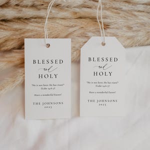 Easter Blessed and Holy Gift Tag, Classic Minimalist Tag, Happy Easter ...