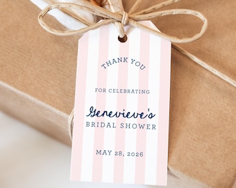 Striped Bridal Shower Favor Gift Tags, Thank You for Celebrating, Preppy Stripes Handwritten Hang Tags, Bachelorette Thank You, SN1200_BGT