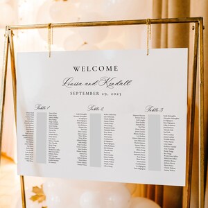 Elegant Calligraphy Banquet Seating Chart Template, Printable Banquet Seating Plan, Long Tables Wedding Poster, Editable Seating, SN080_BSP