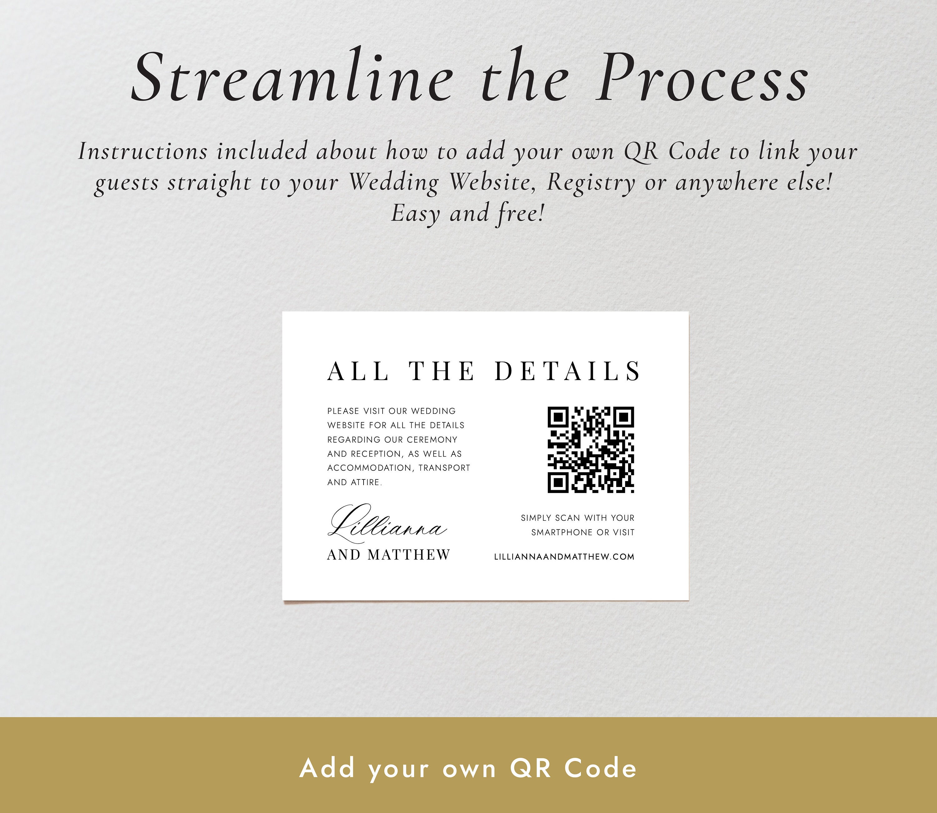 Details QR Code Insert Card Elegant Script Details Scan - Etsy
