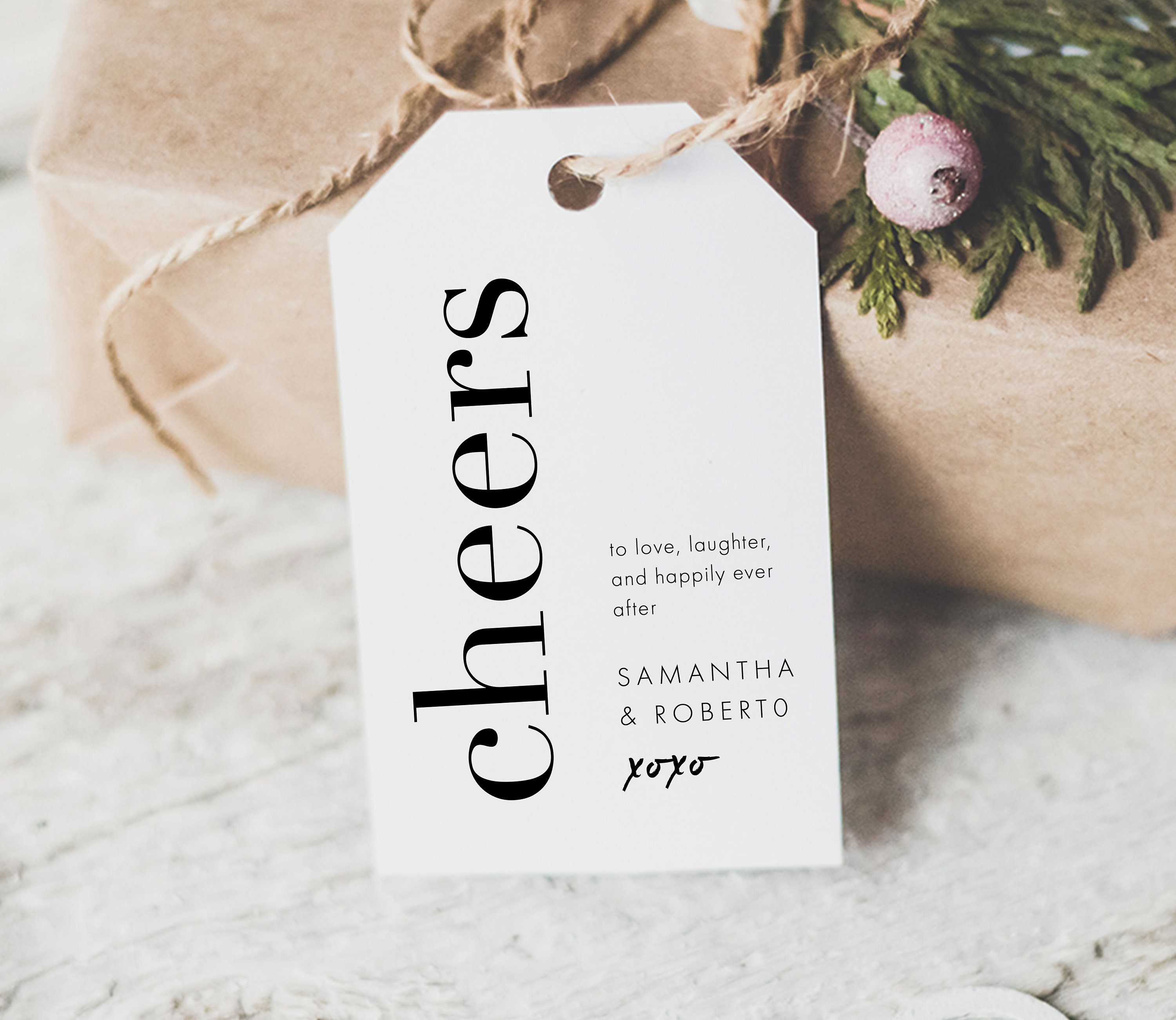 Modern Bold Cheers Gift Tag Template Printable Gift Tag With - Etsy