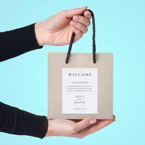 Hotel Wedding Welcome Bag Label, Welcome Bag Kit, Hotel Welcome for Guests, Modern Wedding Decor, Classic Minimalist Label, SN105_WBG