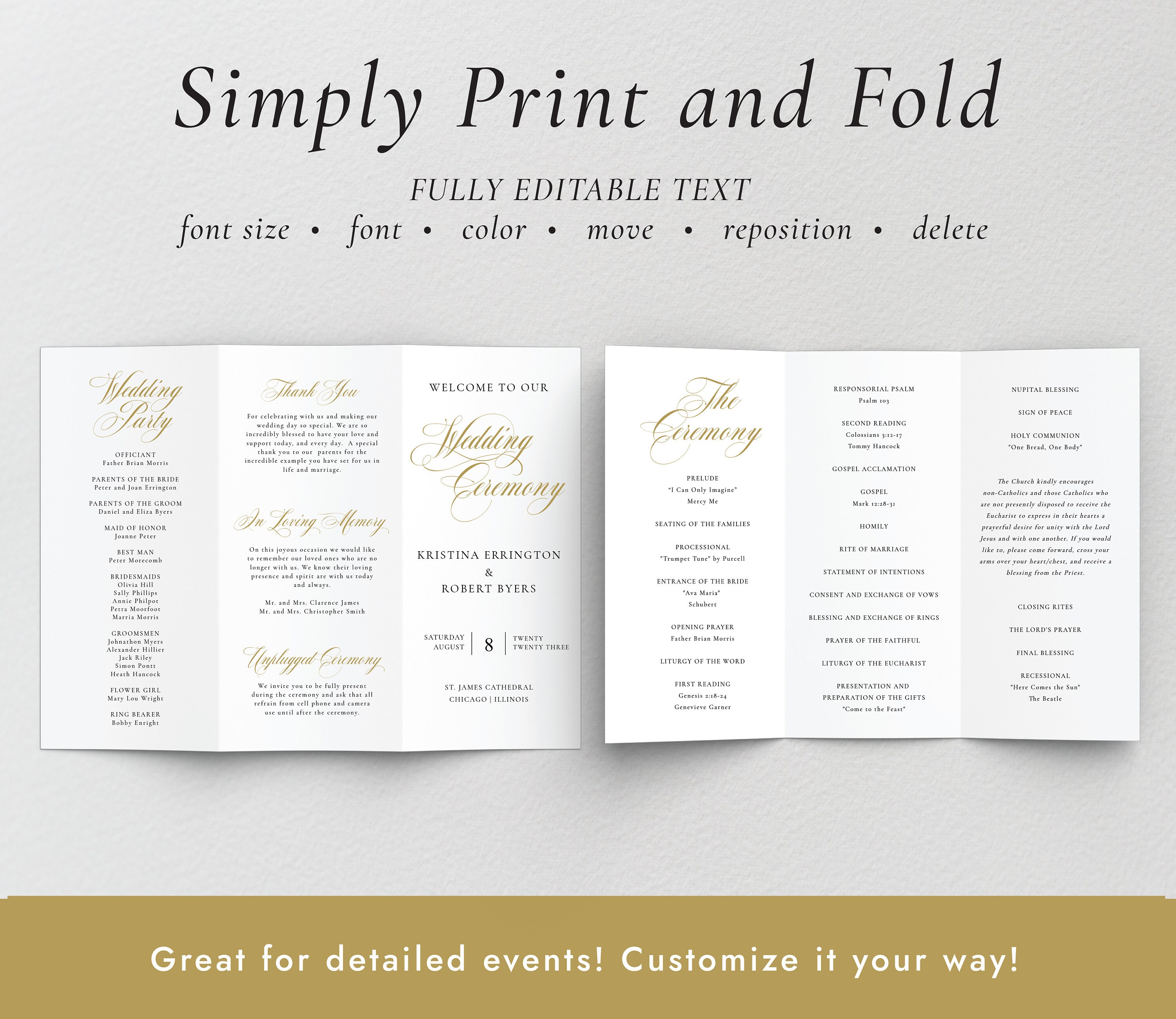 gold-tri-fold-wedding-program-template-trifold-program-etsy