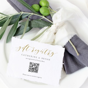 Gold Calligraphy Registry Card Insert QR Code, Wedding Registry Card, Gift Registry Template, Registry Enclosure Bridal Shower, SN029_GRQ