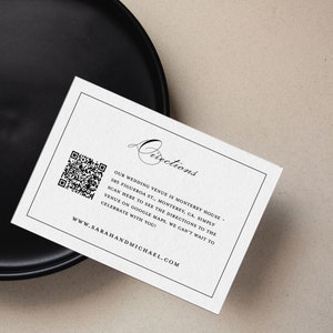 Elegant Directions Card with QR Code, Manhatten Collection Printable Location Enclosure Template, Google Maps Link Insert, SN1050_DQR