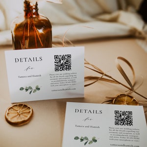 Eucalyptus Wedding Details QR Code Insert Card, Greenery Scan Enclosure, Accommodation, Transport, Ceremony Information Enclosure, SN014F_DQ