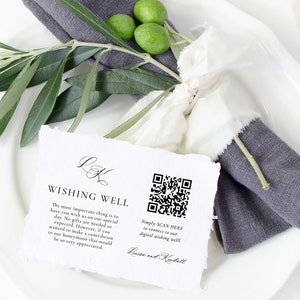 Calligraphy Monogram Honeymoon Fund Card, QR Code for Cash Registry, Gift Request, Honeymoon Wish, Wedding Wishing Well Insert, SN080_WWQ
