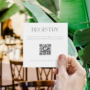 Modern Luxe Square Registry Card Insert QR Code, Wedding Registry Card, Gift Registry Template, Minimalist Bridal Shower Card, SN099_RSQ