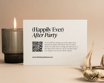 After Party Insert with QR Code, Wedding After Party Invite, Happily Ever After Card, Ultra Minimalist Wedding Party Enclosure, SN500_RQ