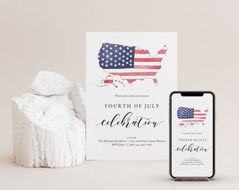 4th of July Invitation Template, Electronic and Printable Invite Template