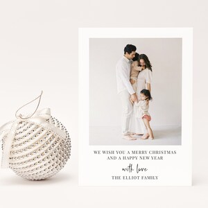 Modello di biglietto di auguri stampabile di buon Natale, modello di biglietto di Natale con foto semplice e minimalista moderno, biglietto di buone feste, SN015M_CC