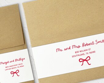 Whimsical Bow Wedding Wraparound Envelope Label Template, Wrap around, Editable Hand drawn Address Label, Fun and Quirky Printable, SN800_WL