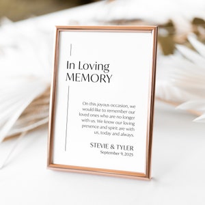 In Loving Memory Sign Template, Chic Wedding Memorial Sign Template, Minimalist Editable Sign for Table, Instant Download, SN250_ILM