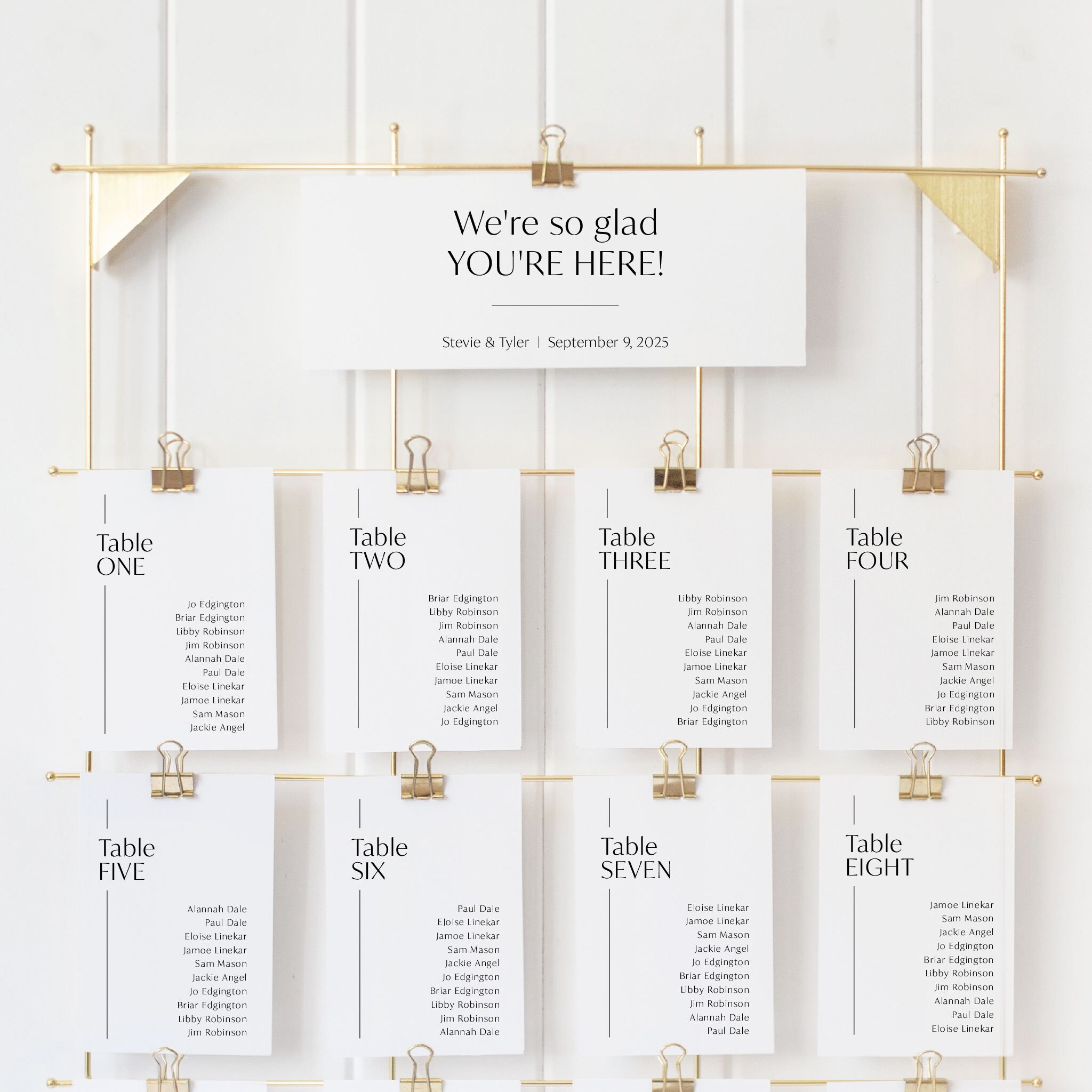 Chic Seating Card Chart, Modern Wedding Seating Cards, Editable ...