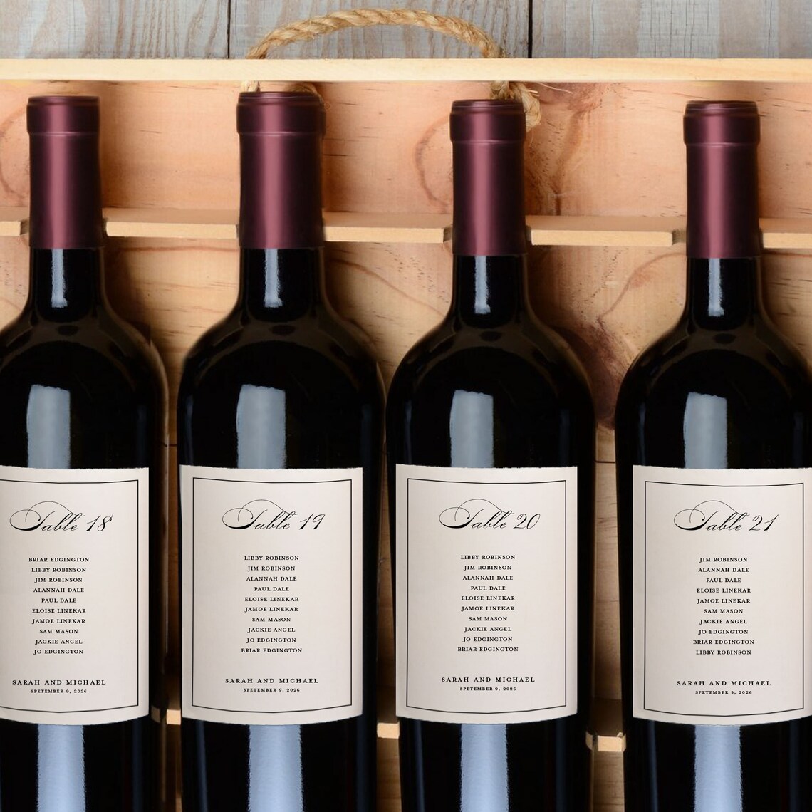 Label Table Display Elegant Wine Label Seating Plan, Wedding Table Label, Table Allocation ...