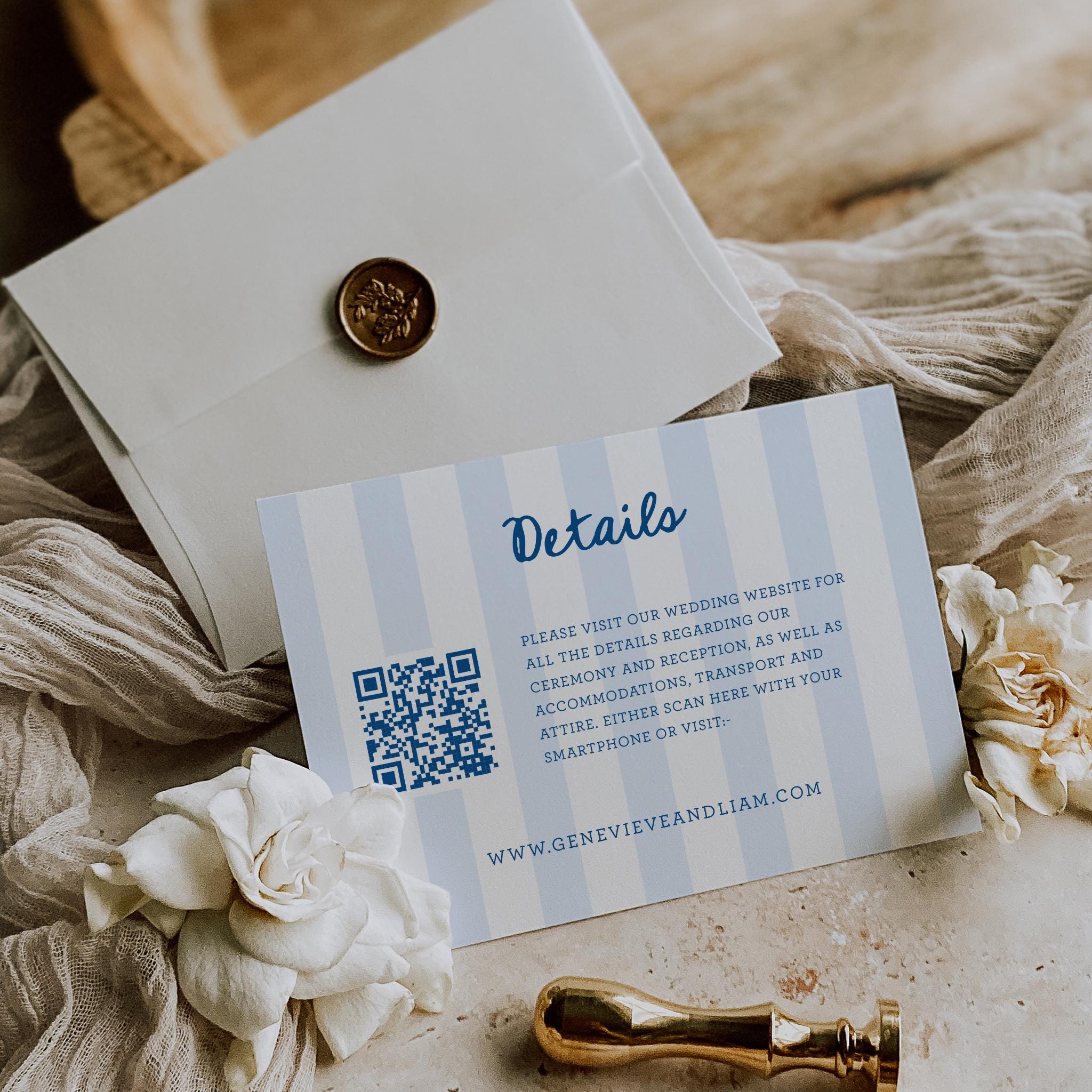 Preppy Key Card Code Details Insert Card With QR Code for Wedding Invitations, Preppy ...