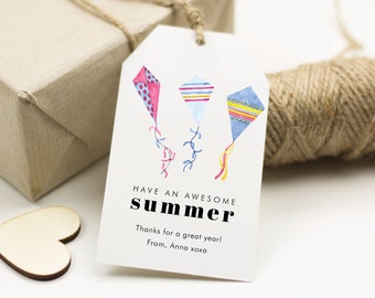 Watercolor Kites Summer Gift Tags, End of School Favor Tag, Have an Amazing Summer Tag, Teachers Gift Tag, Kids Gift Tag, SN050_SOT