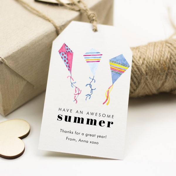 Watercolor Kites Summer Gift Tags, End of School Favor Tag, Have an Amazing Summer Tag, Teachers Gift Tag, Kids Gift Tag, SN050_SOT