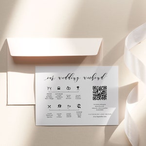 Calligraphy Our Wedding Weekend Events Insert Card, QR Code, Guest Information Card, Wedding Timeline Icons, Itinerary Enclosure, SN029_WEQ