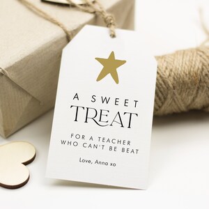 Gold Teachers Appreciation Gift Tag, A Sweet Treat Teacher Gift Tag, Modern Luxe Gold Star Teacher Appreciation Day Tags, SN099_TA