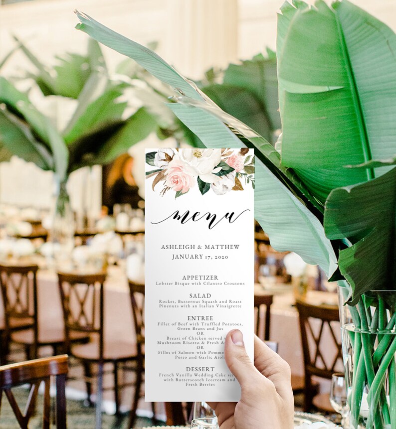 Magnolia Wedding Menu Magnolia Southern Wedding 100 Editable Templett Editable Menu Party Menu Reception Menu Instant Download Sn029fm M