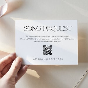 Modern Luxe Song Request Card with QR Code, Mr DJ Insert Card Insert, QR Enclosure, Play My Song, Guest Request via Website, SN099_SQ