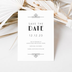 Great Gatsby Save the Date Template, Art Deco 1920s Save our Date Invite, Art Nouveau Templett , Roaring 20s Date Announcement, SN200_STD