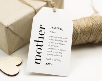 Modern Bold Mother Definition Gift Tag, Happy Mother's Day Gift Tag, Appreciation Tag, Mother's Template, Minimalist Mothers Day, SN095_MD