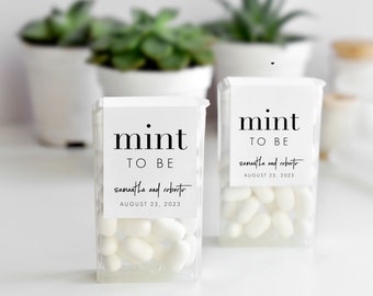 Mint to Be Favor Label, Bold Mint to Be Label Template, Modern Wraparound, Minimalist Wedding or Bridal Shower Mint Favor Sticker SN095B_ML